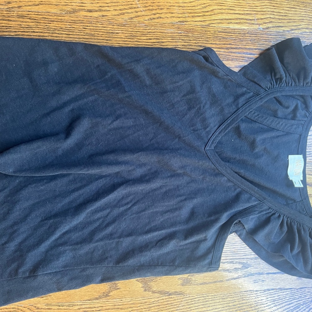 nation short sleeve size small black flutter sleeve shirt